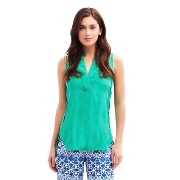 Etcetera Tops - CURRENT Etcetera 100% Silk Chameleon Green Blouse 00